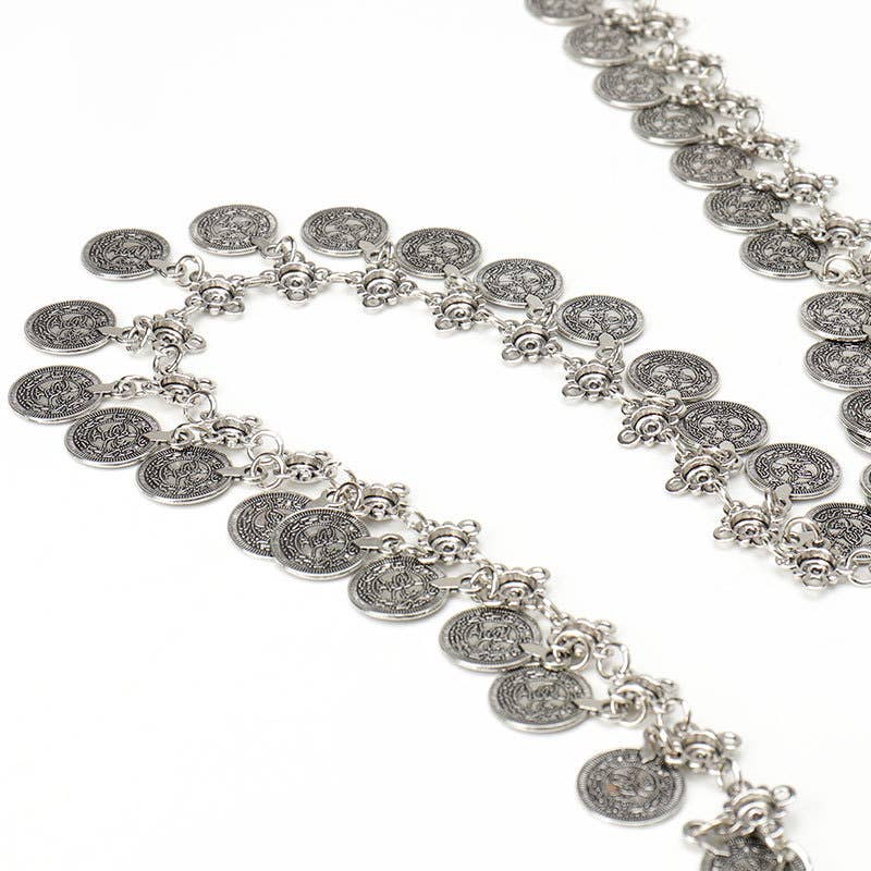 Retro ethnic metal pendant ancient coin belt