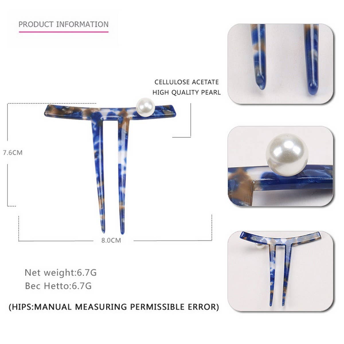 HAIRPIN ACETATE HAIRPIN INK TWO-TOOTH HAIRPIN