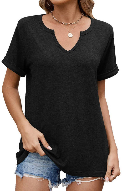Cwtts1339_Summer New V-Neck Loose Short-Sleeved T-Shirt