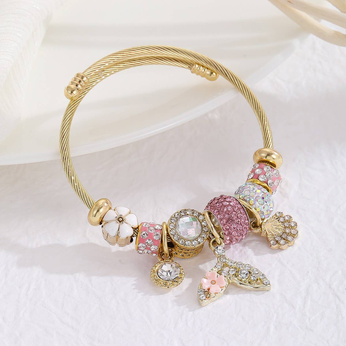 Gold Stainless Steel Dolphin Tail Bracelet