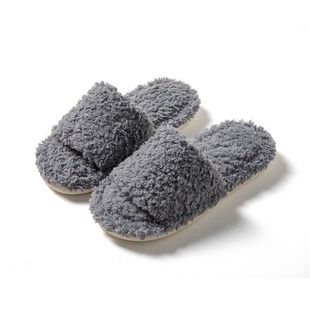 HOME SOLID COLOR CURLY COTTON SLIPPERS