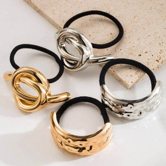 Minimalist Metal Shiny Geometric Knot Hair Tie