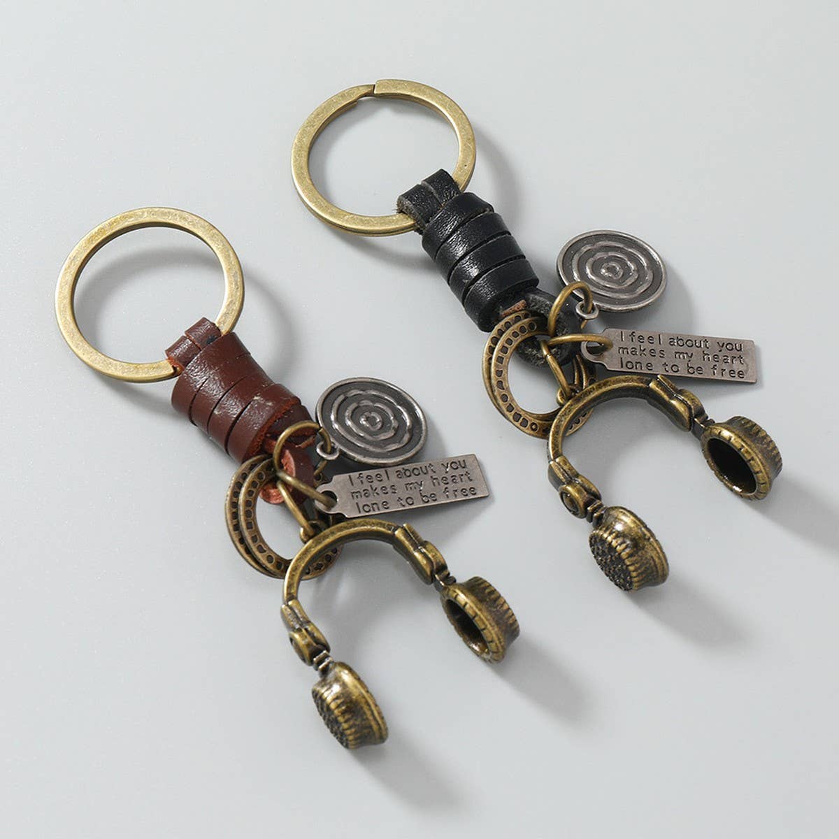 HAND-WOVEN VINTAGE COWHIDE KEYCHAIN