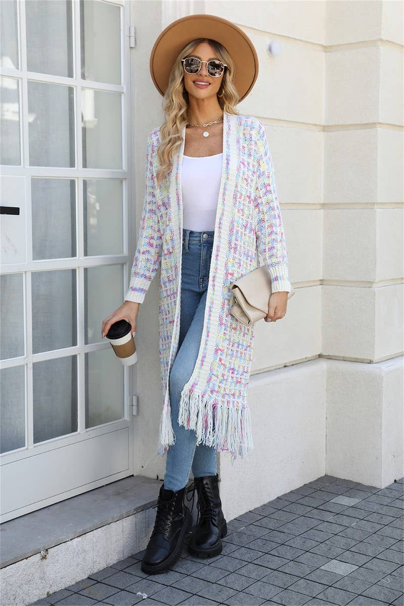 CWOCAL0933_FRINGED LONG COLORFUL CARDIGAN COAT