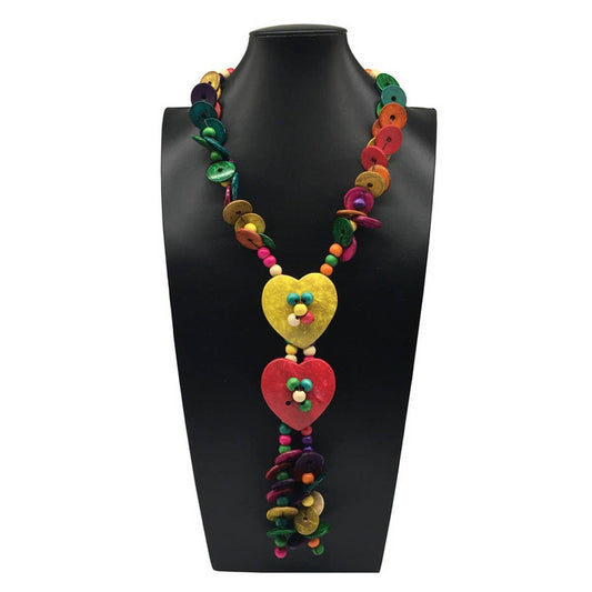 COLORFUL COCONUT WOOD BEADS LONG NECKLACE