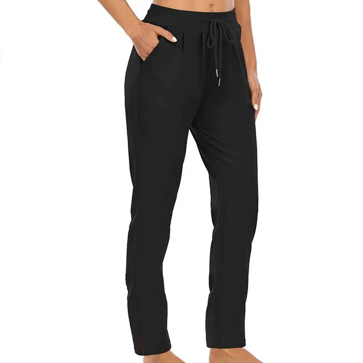 SOLID POCKET HIGH WAIST CASUAL PANTS_CWBLP0382