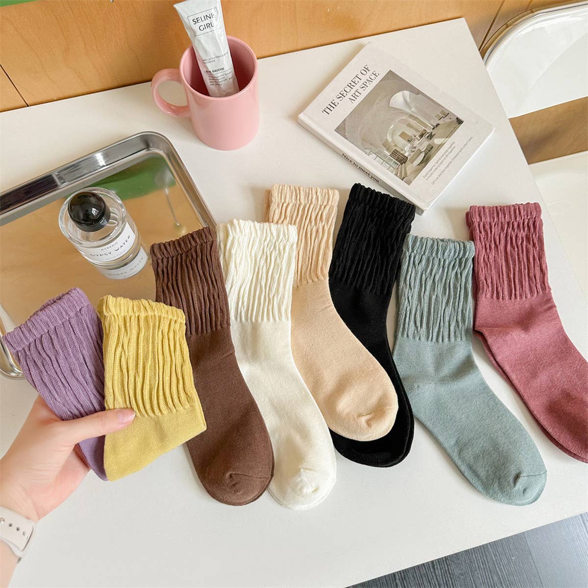 WOMEN SOLID COLOR PILE SOCKS COTTON SOCKS