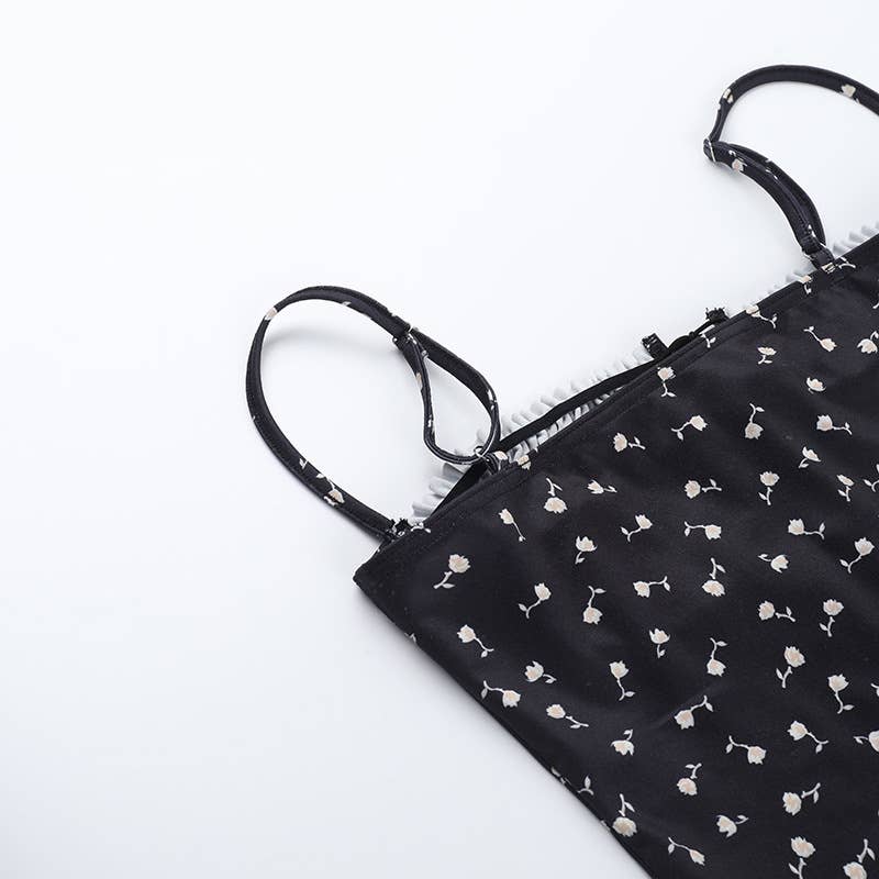 Printed Lace-Up Sheer Strapless Tube Top