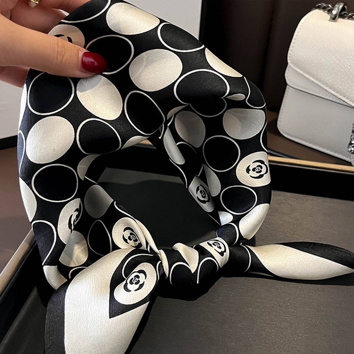 Silk Square Scarf ? 100% Mulberry, Chic Hair Tie