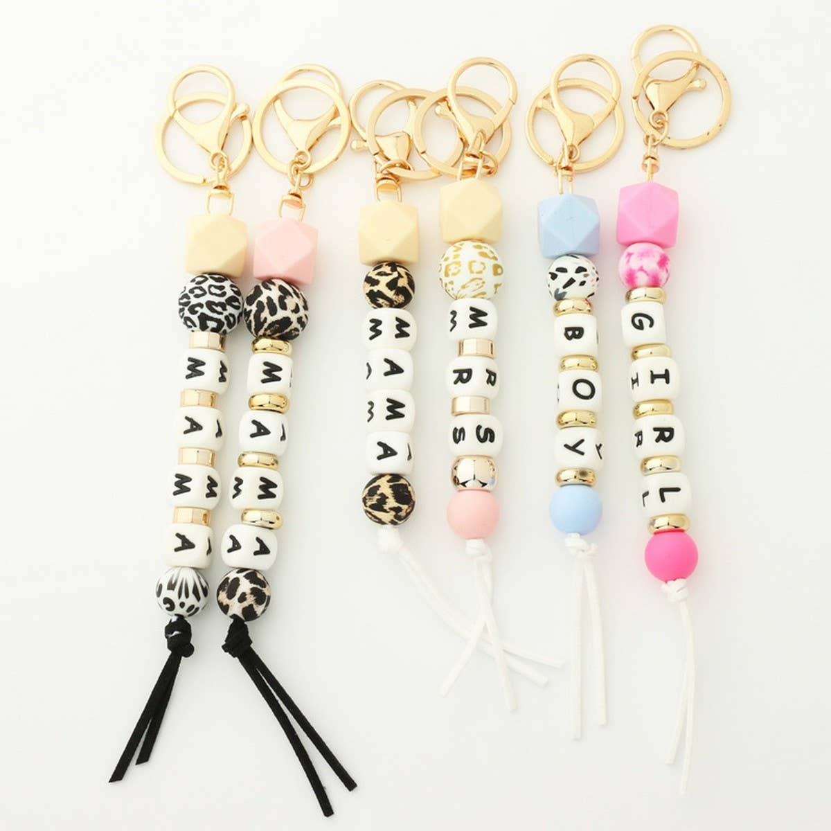 Silicone Bead Keychain with Letter and Wooden Disc_CWAB5104