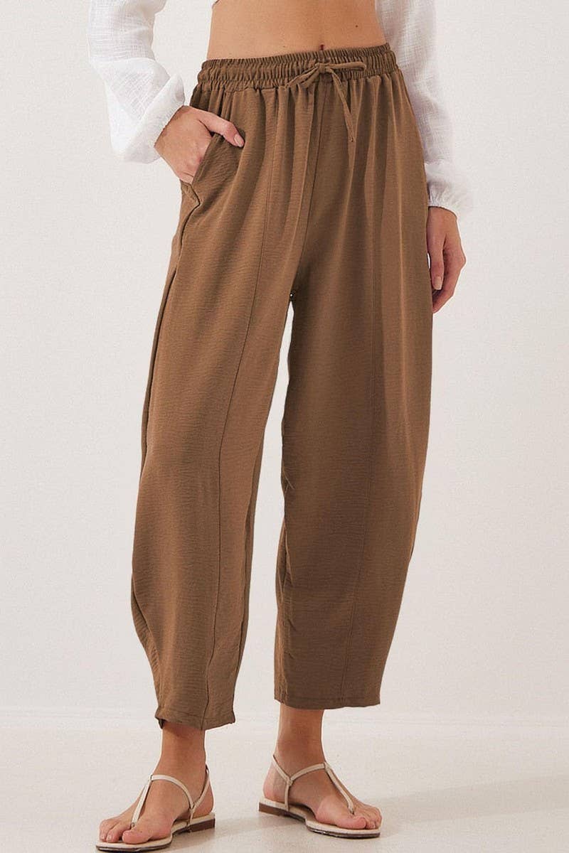 CWBLP01036_HIGH WAIST DRAWSTRING POCKET CROPPED PANTS
