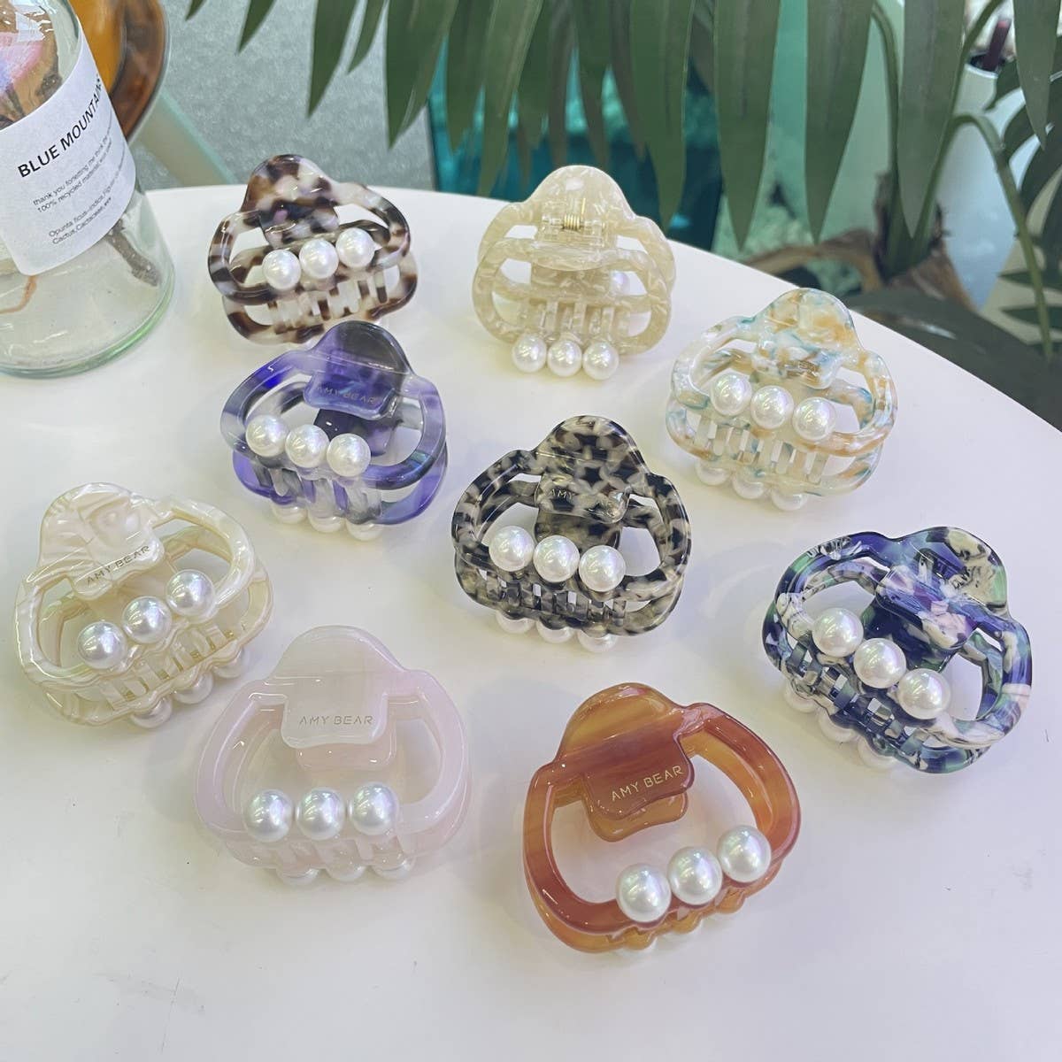 Pearl Accent Hair Claw, Thick Square Elegant Clip_CWASC1600