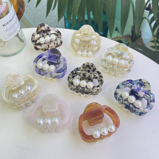 Pearl Accent Hair Claw, Thick Square Elegant Clip_CWASC1600