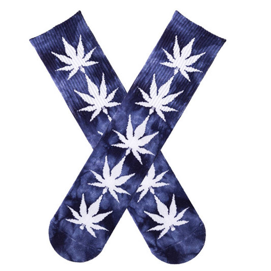 TIE-DYED MAPLE LEAF PATTERN SOCKS