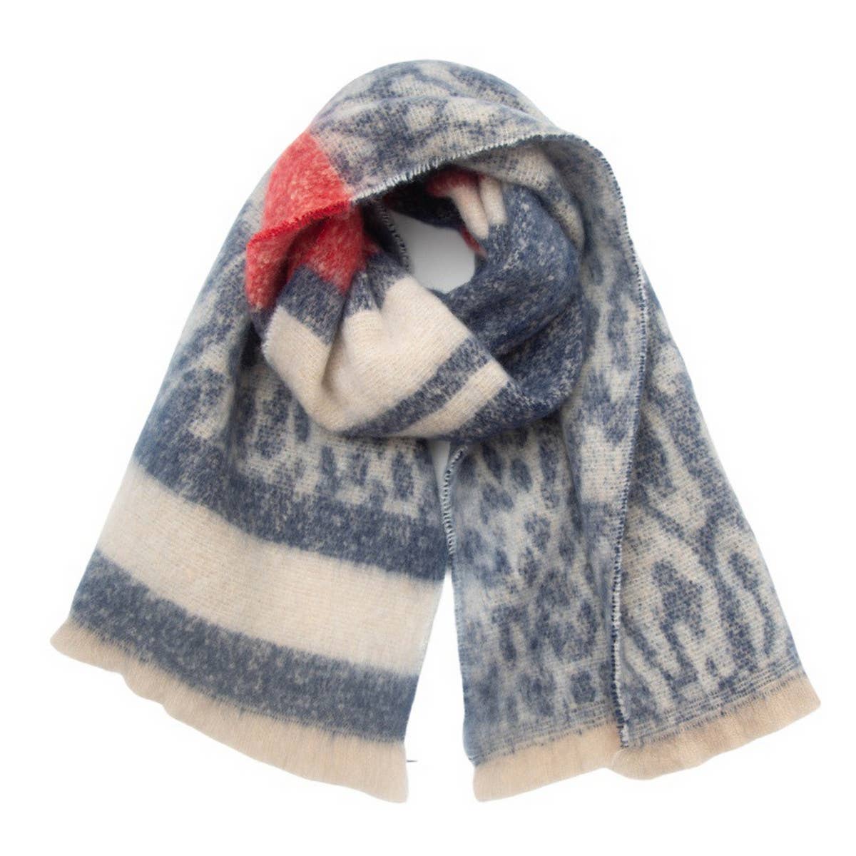 Leopard Jacquard Scarf - Unisex Winter Knit Wrap