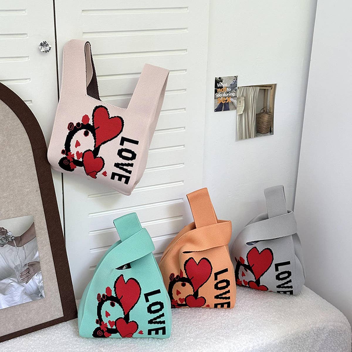 CARTOON RABBIT KNITTED BAG HANDBAG_CWAB3090