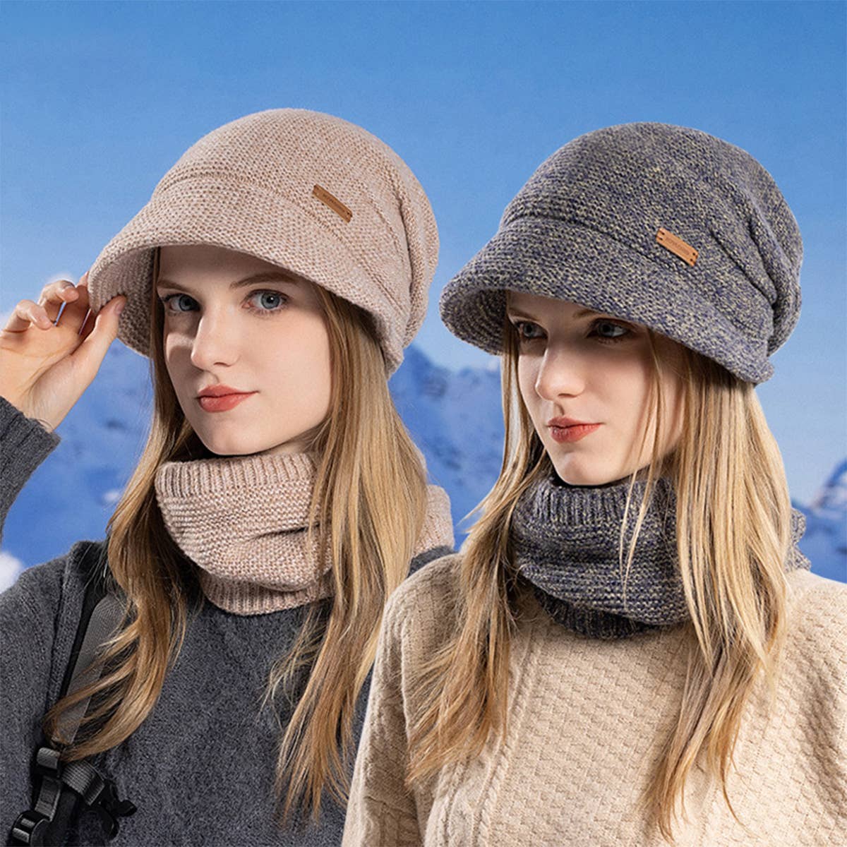 WINTER WARM KNITTED HAT AND SCARF SET
