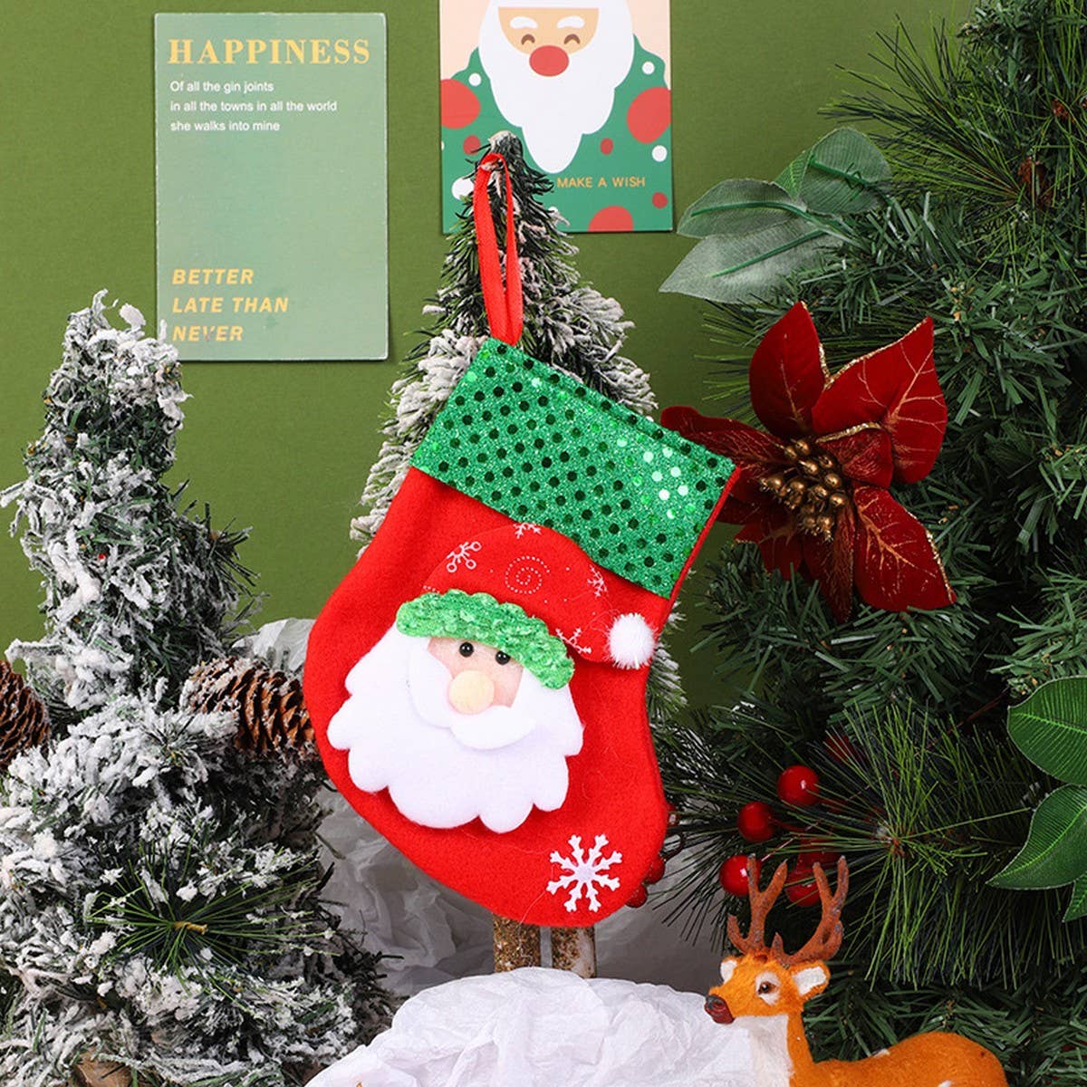 SEQUINED 3D SANTA CLAUS CHRISTMAS STOCKINGS