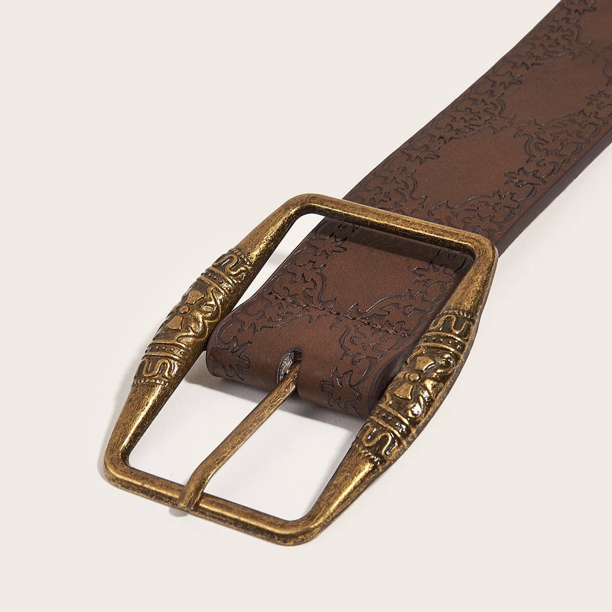 CWABE0555_VINTAGE IMITATION LEATHER SQUARE BUCKLE BELT