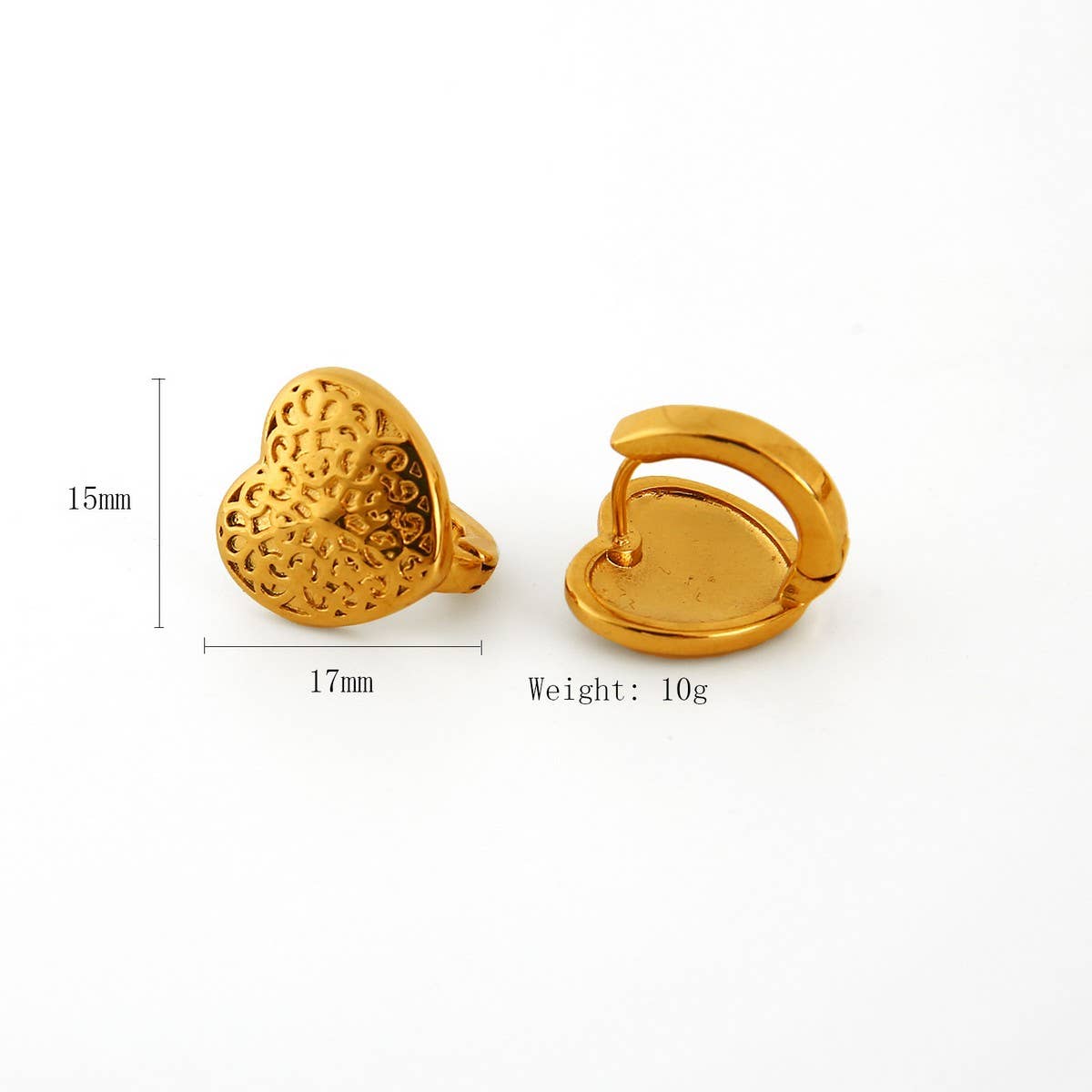 3D Heart Earrings in 18K Stainless Steel_CWMM8923