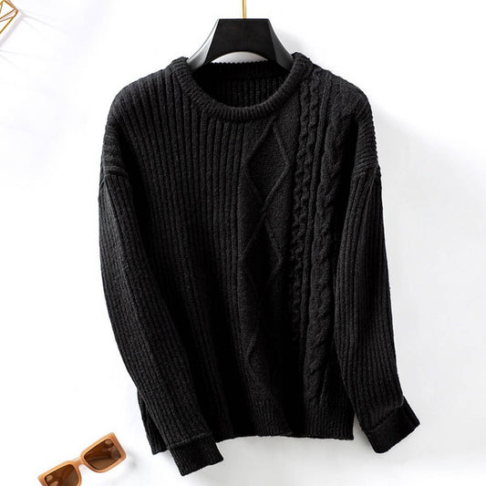 Solid color knotted pullover sweater for women