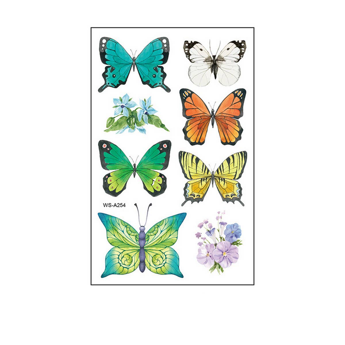 Waterproof Kids Cute Watercolor Butterfly Tattoos