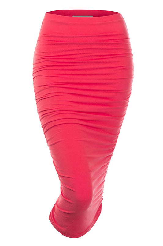 CWBMS070_PLUS Slim Fit Ruched Long Pencil Skirt