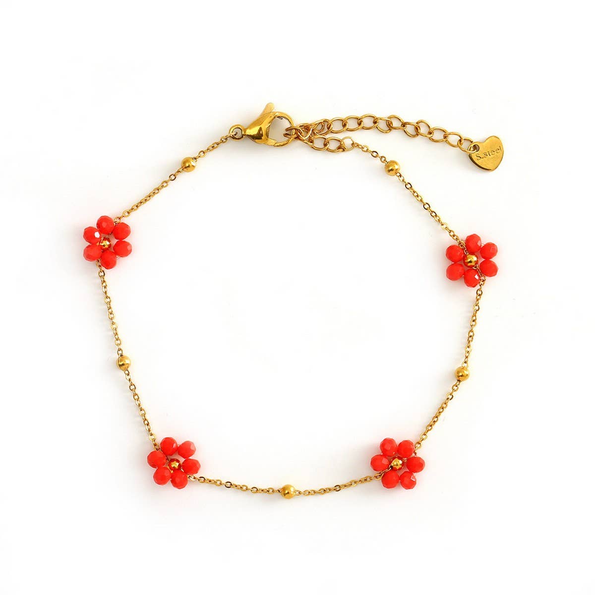 Colorful Stainless Steel Flower Anklet