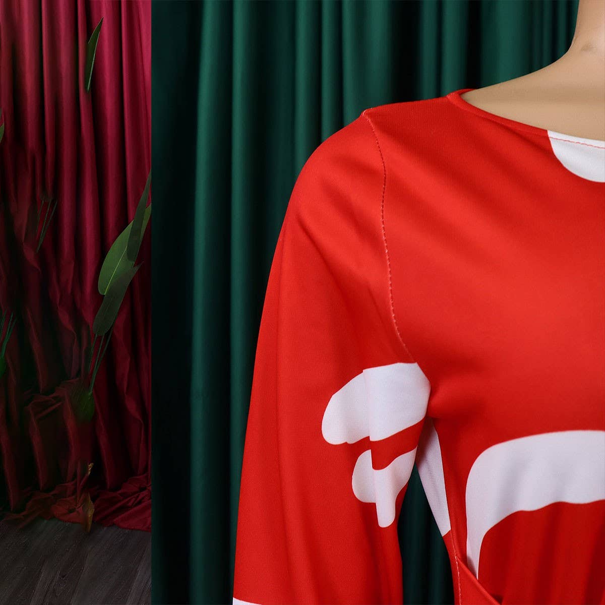 FASHIONABLE PRINTED LACE-UP OVERSIZED DRESS