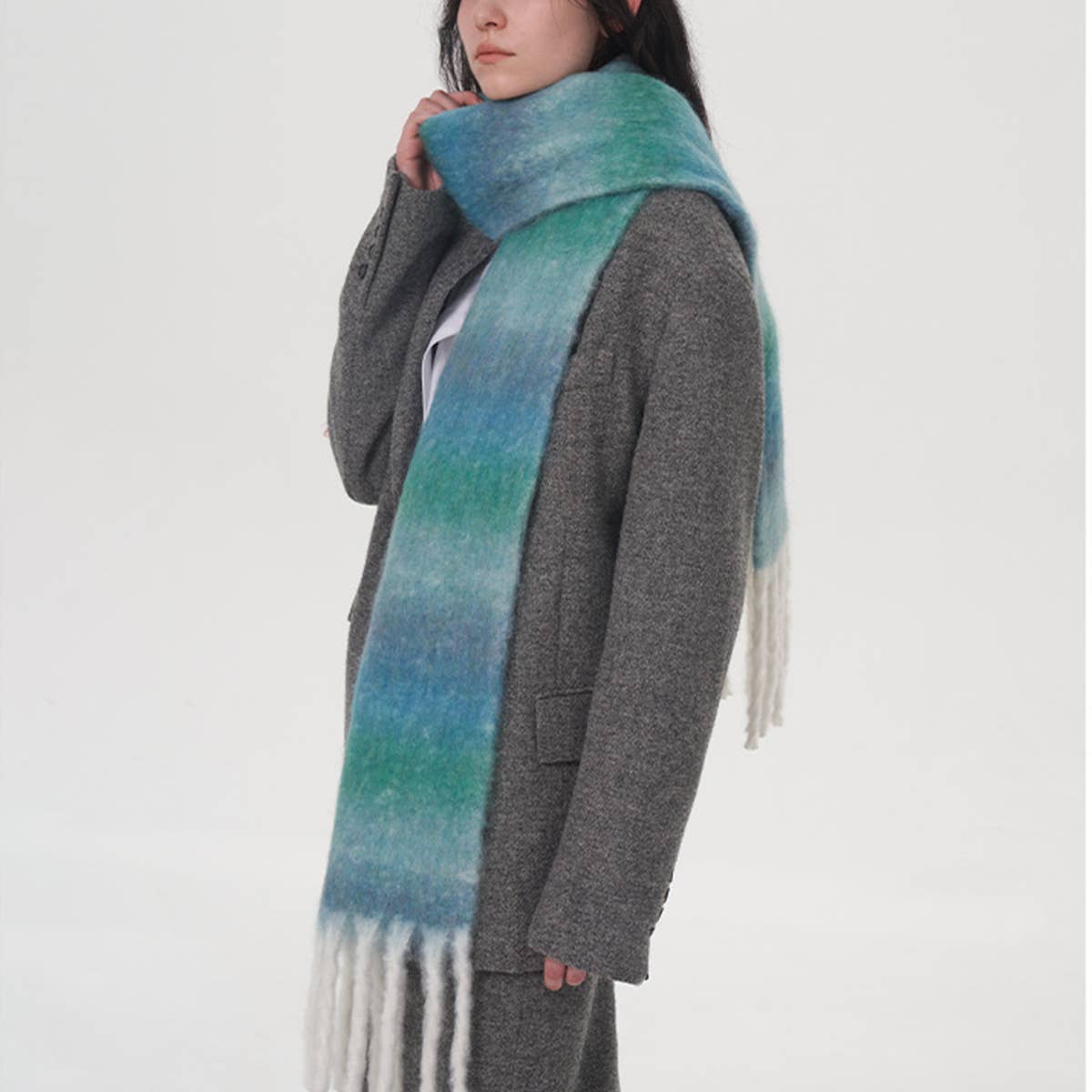 Gradient Wool Scarf for Women-Luxury Winter Warmth