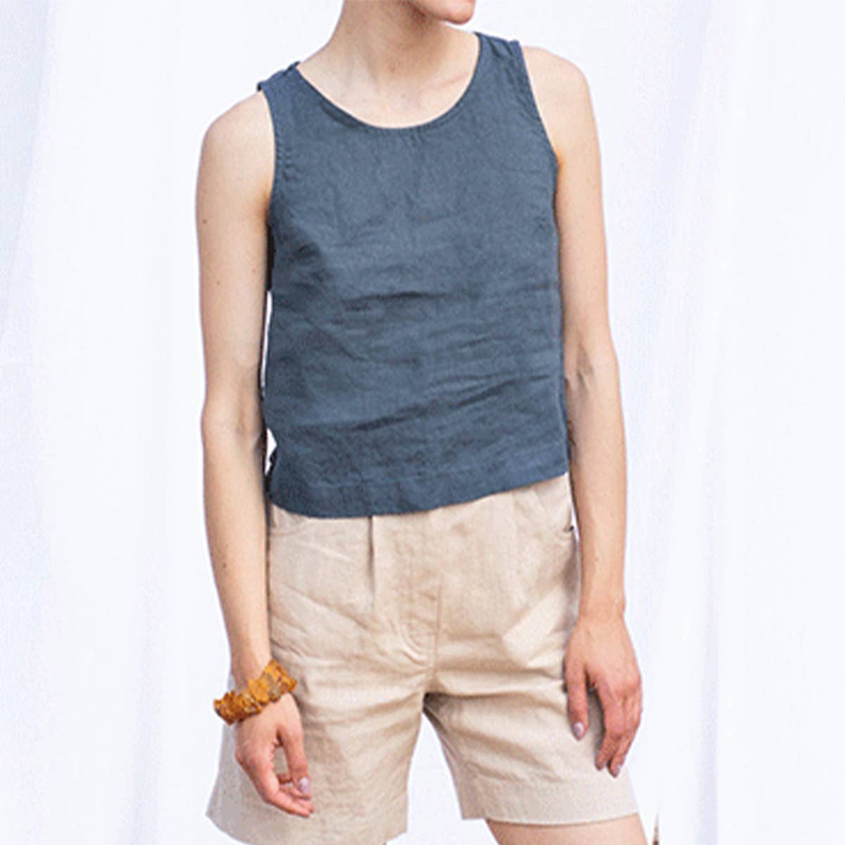 LINEN SLEEVELESS WAISTCOAT