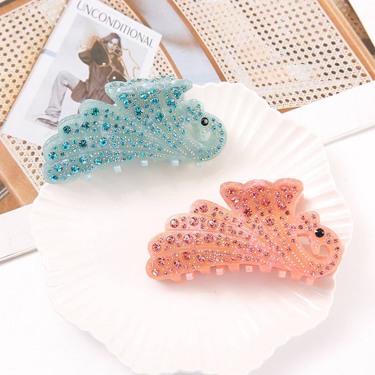 Phoenix Acrylic Hair Claw Rhinestone Cartoon Clip_CWAHA1004