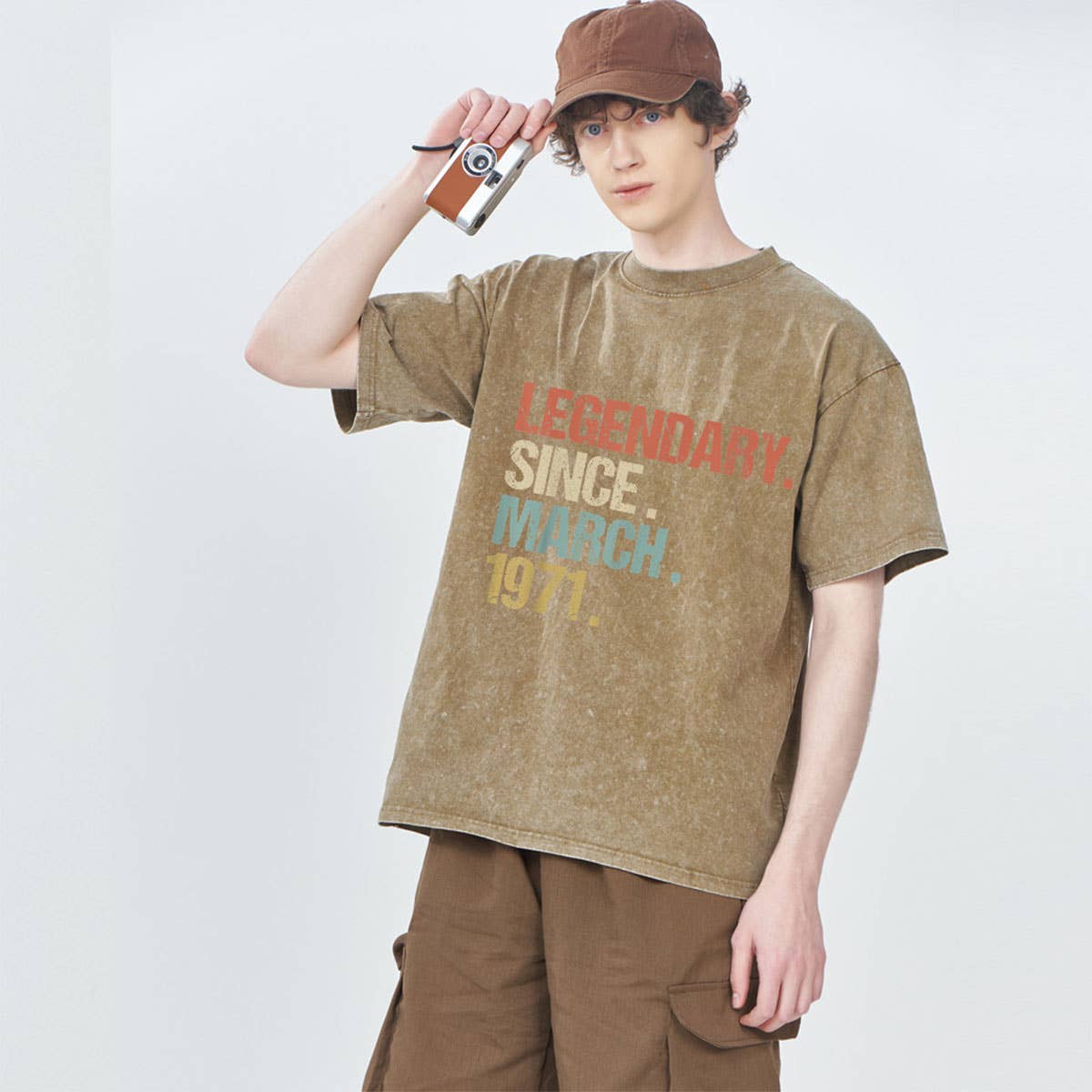 250g Vintage Washed Wax-Dyed Cotton T-Shirt ??Custom Logo