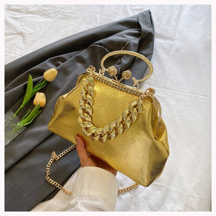 Fashionable candy-colored thick chain handbag