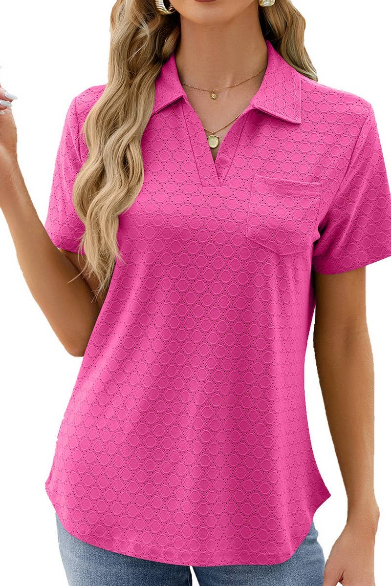 LAPEL POCKET PURE COLOR LEISURE T SHIRT_CWTSTS0189