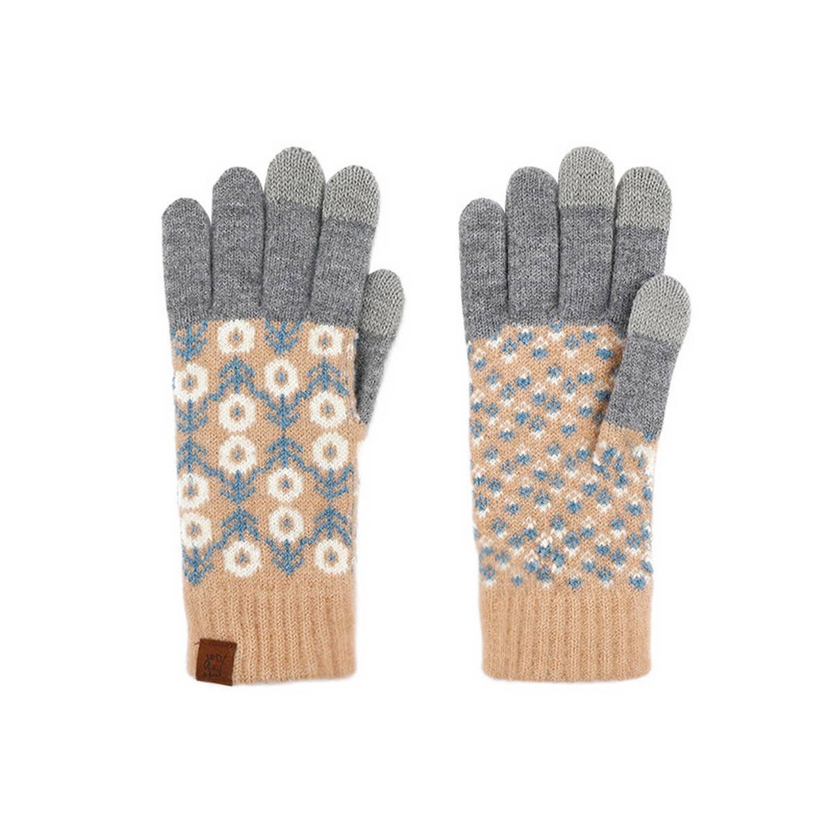 CONTRAST COLOR WOOL KNITTED JACQUARD WARM GLOVES