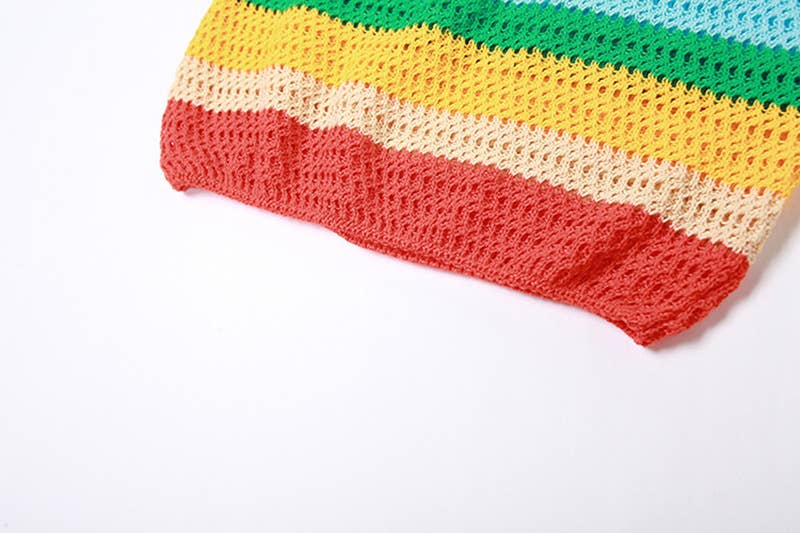 SEXY HOLLOW KNIT HIGH-WAISTED SLIM-FIT DRESS