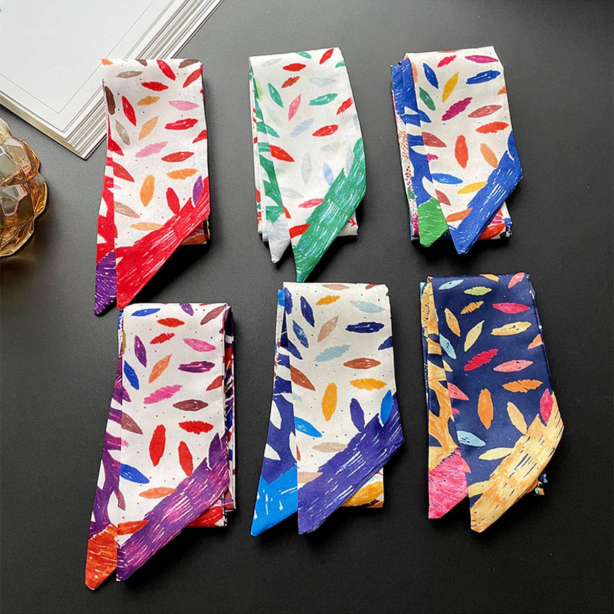 NARROW DECORATIVE SILK SCARF WITH TIEABLE BOW