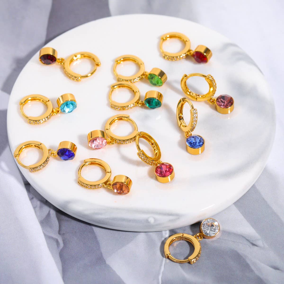 December Birthstone Diamond Zircon Stud Earrings