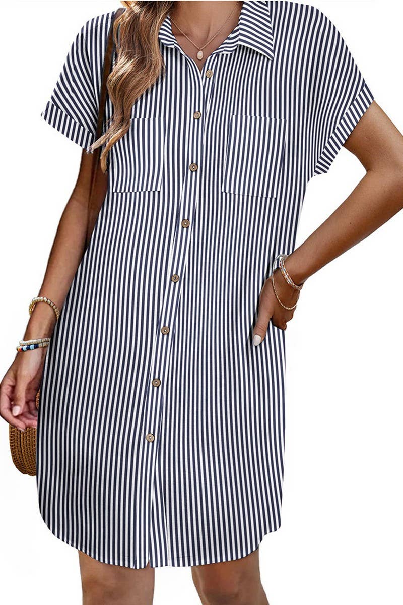 CWDSD7456_SUMMER COMMUTER STRIPED MID-LENGTH SHIRT DRESS