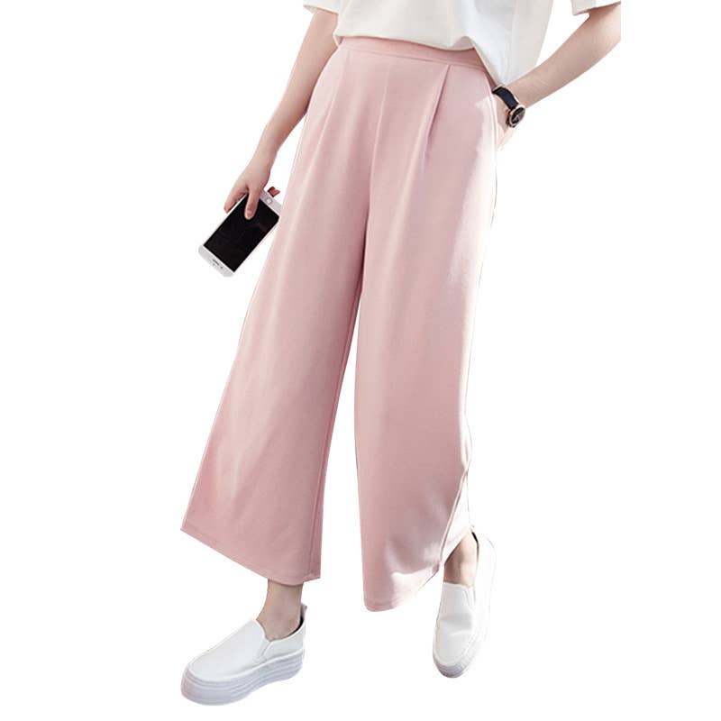 MID-RISE PANTS CROPPED CASUAL STRAIGHT LEG PANTS