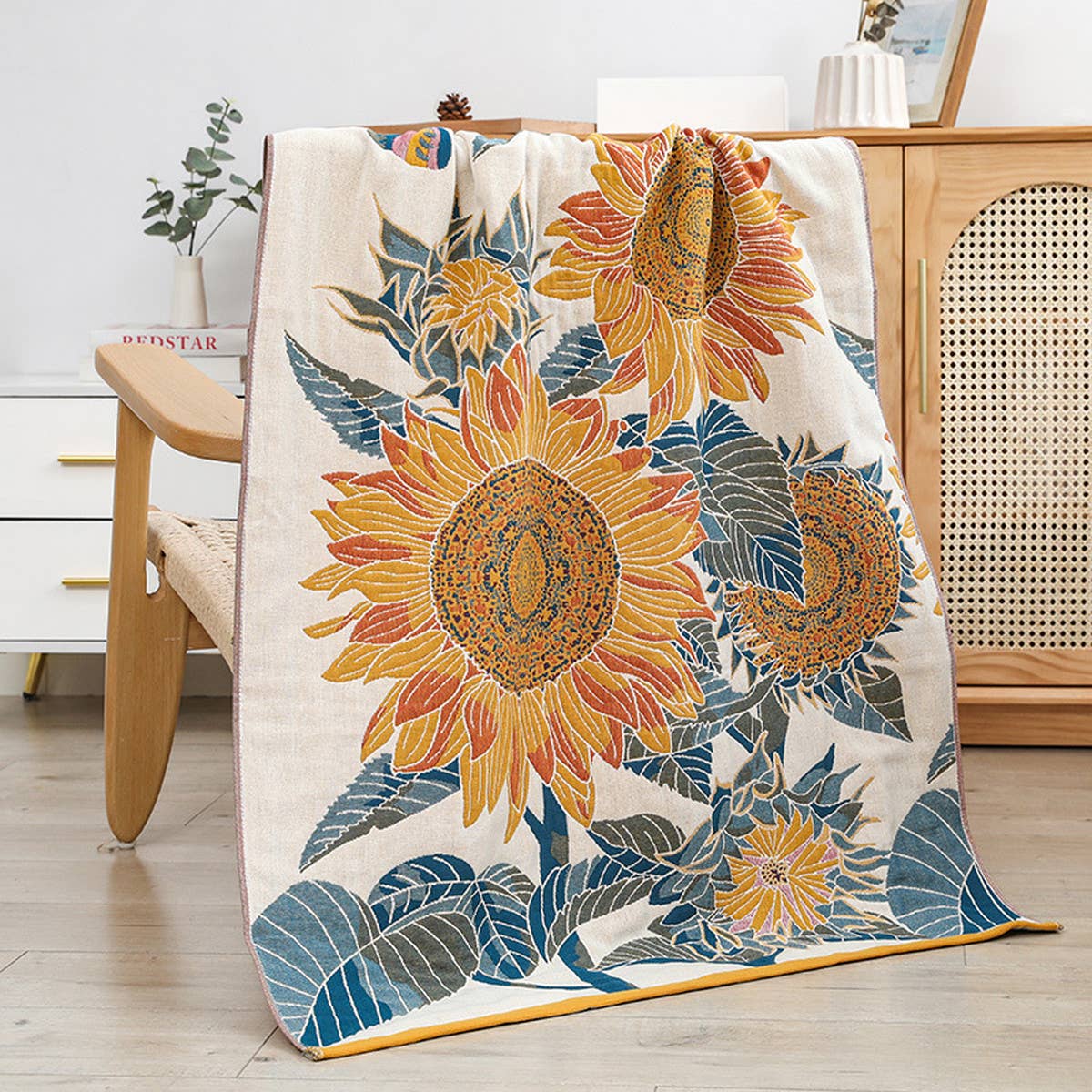 HOUSEHOLD QUICK-DRYING SUNFLOWER BATH TOWEL