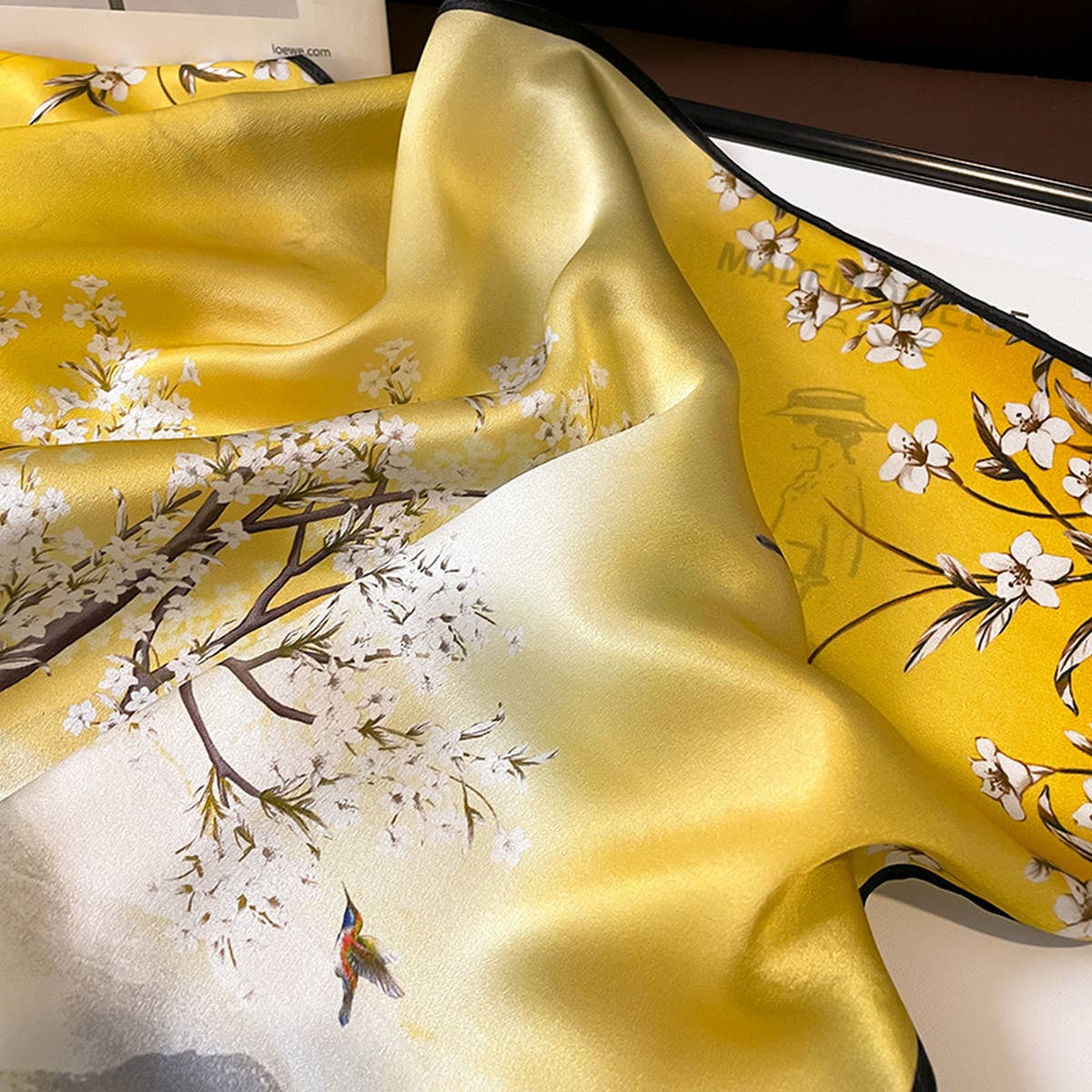 Camellia Silk Scarf - French Retro Square Wrap_CWASC0618