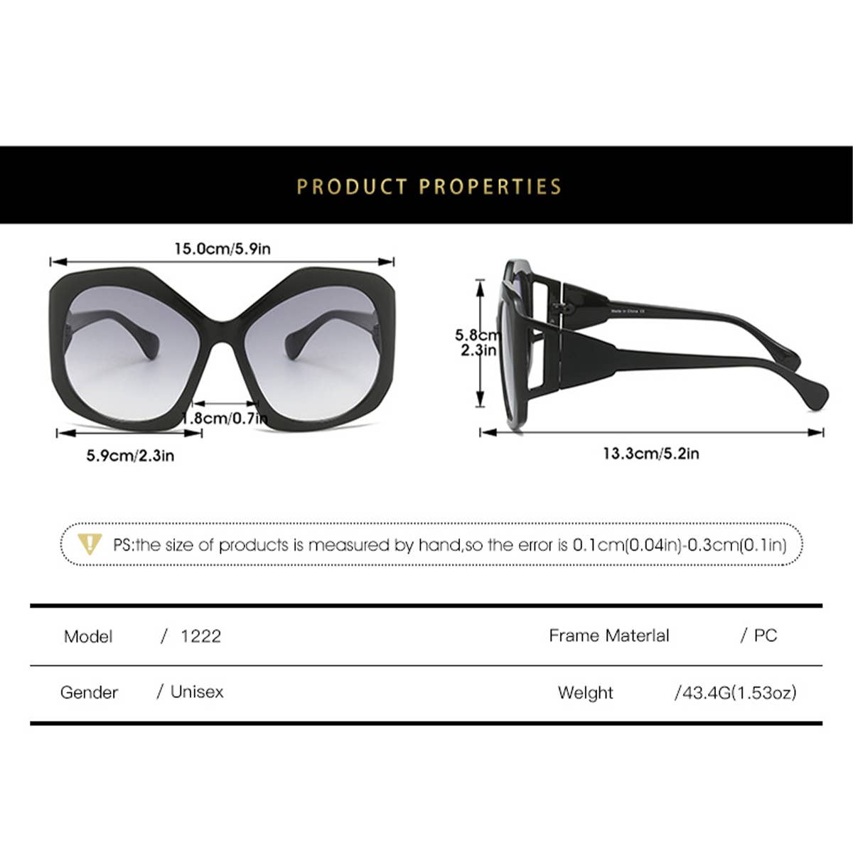 LARGE FRAME POLYGONAL FUTURISTIC TECHNOLOGY GLASSE