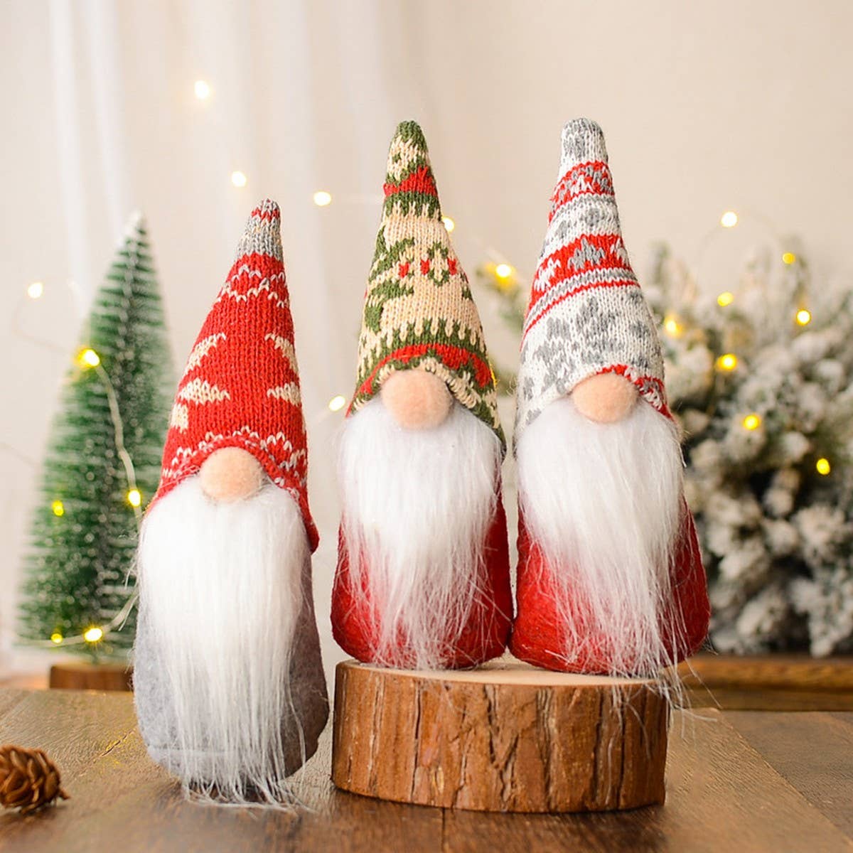 CHRISTMAS SNOWFLAKE KNITTED HAT OLD MAN ORNAMENTS