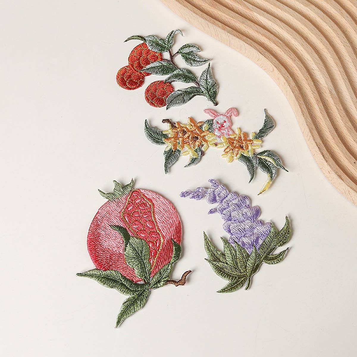 Lychee & Pomegranate Embroidered Patch for Repair