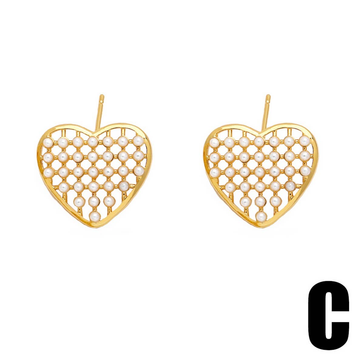 HEART SHAPED PEARL GOLD-PLATED EARRINGS