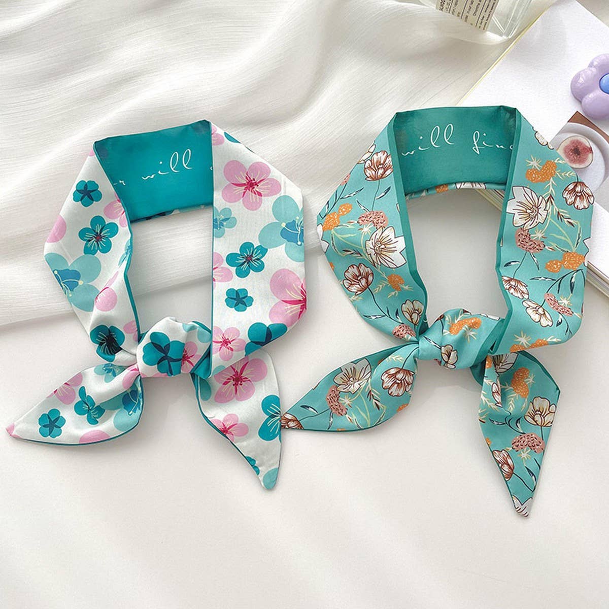 BLUE TIE BAG SOUVENIR RIBBON SCARF_CWASC0716