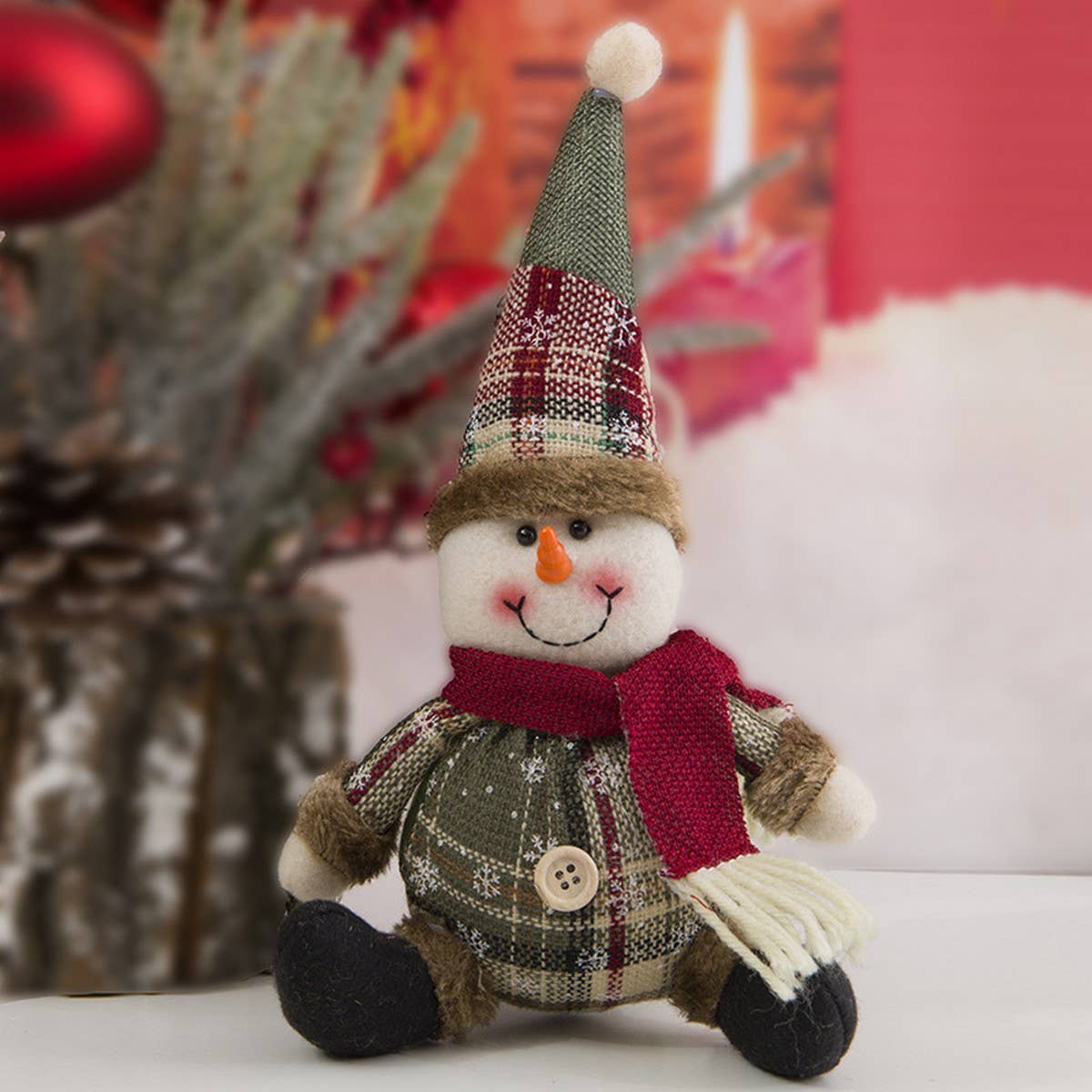 CHRISTMAS DECORATION PLAID FABRIC ORNAMENTS