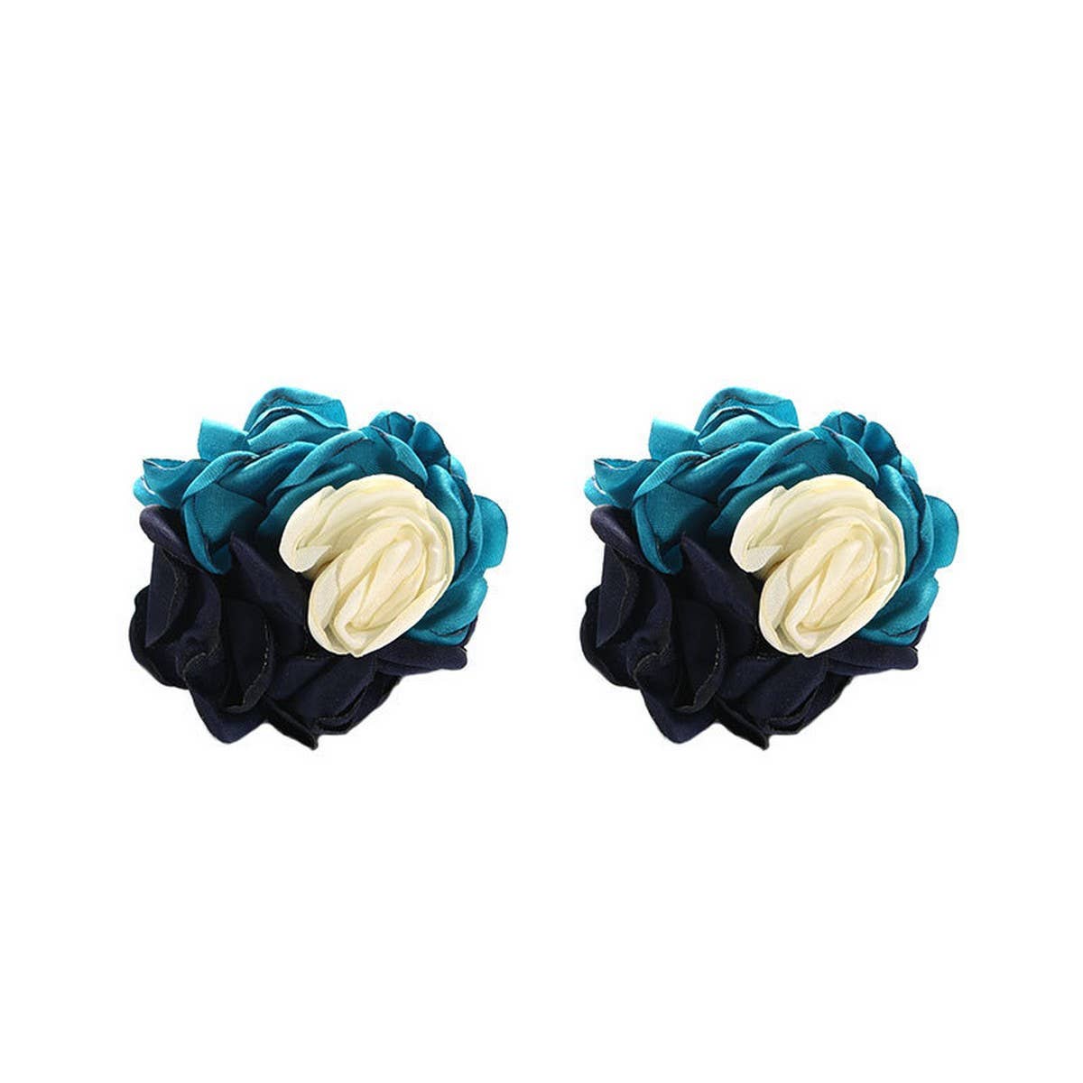 Colorblock Fabric Flower Stud Trendy Earrings